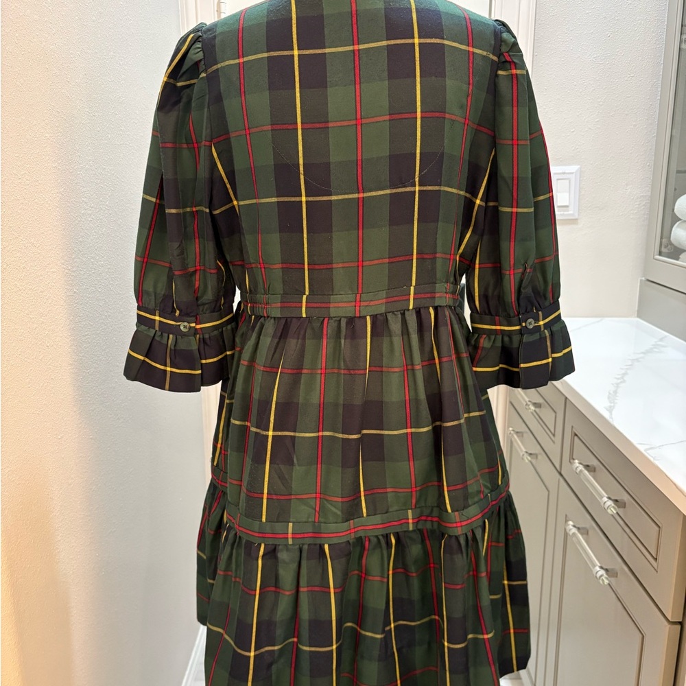 Gretchen Scott Designs Navy Plaid Long Sleeve Dress - Picture 3 of 7